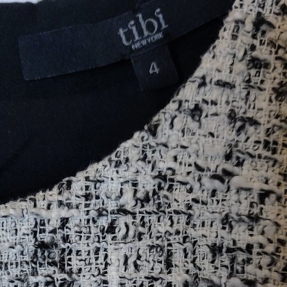 Tibi Tweed Peekaboo Black Shift Dress SIZE 4 - Picture 4 of 5